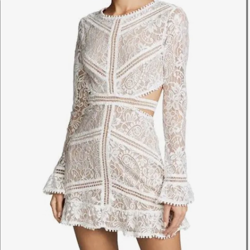 For Love and Lemons Emerie white lace mini dress